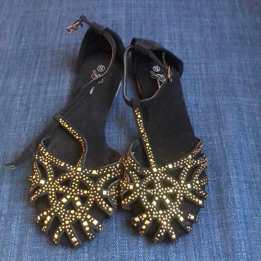 Glamorous flats Gold and Black
